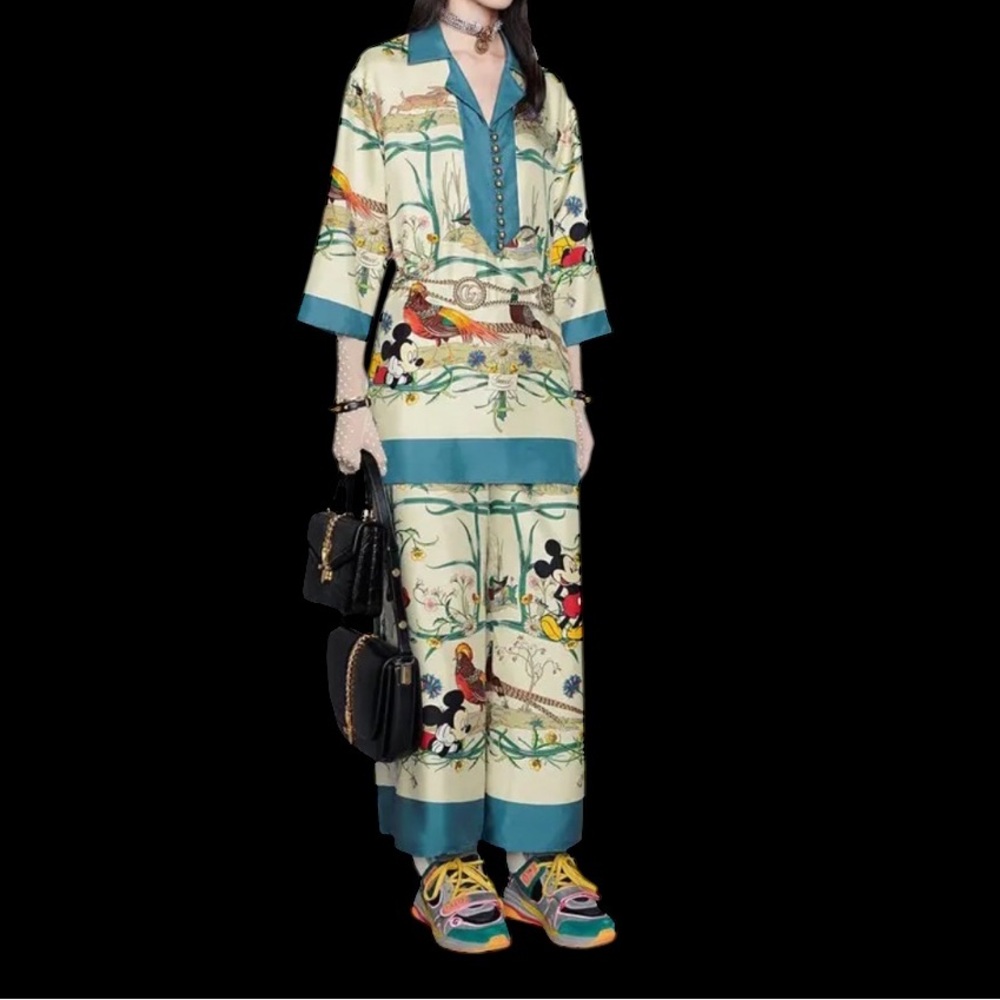 Gucci X Disney Mickey Mouse Floral Print Pants Size 40 - Picture 2 of 4